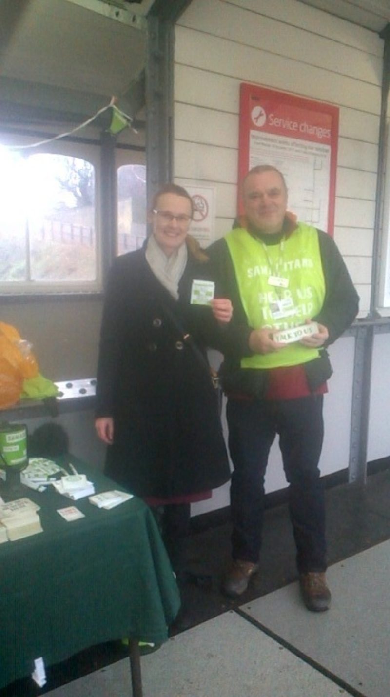 Last December I helped promote the work of the Samaritans at Lancaster station