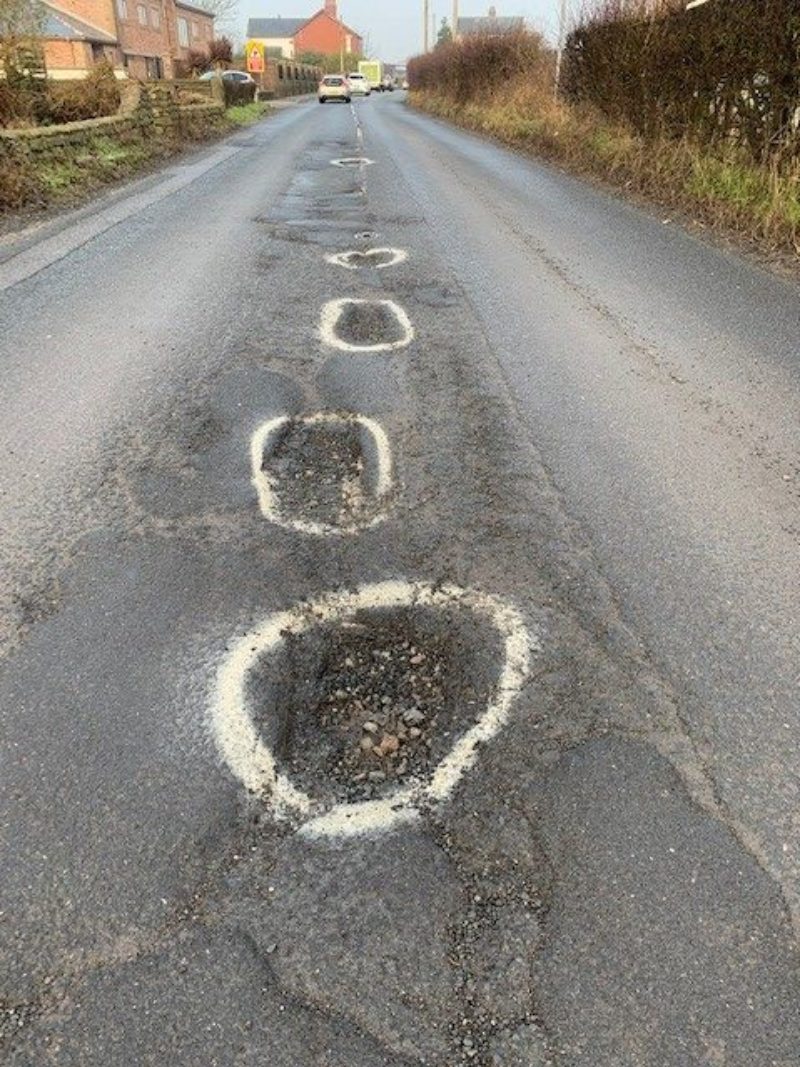 Some of the potholes in Over Wyre