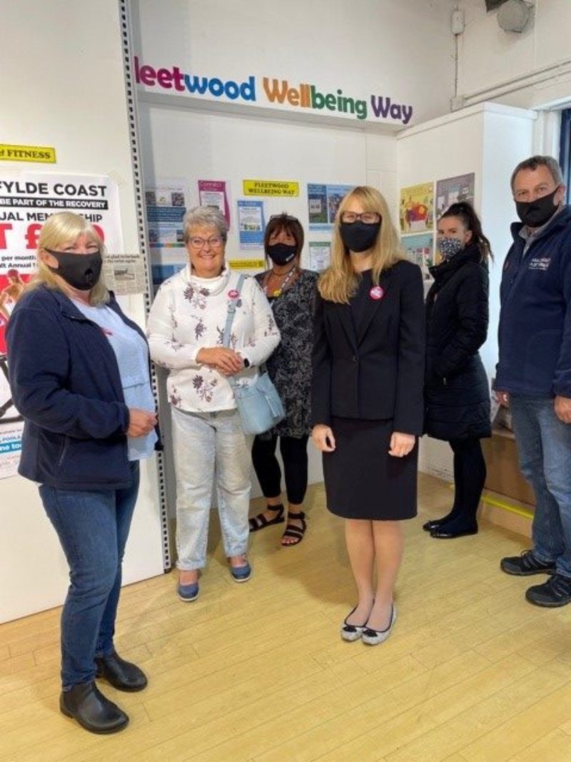 Cat meets the team at the Healthier Fleetwood hub at Affinity Outlet.