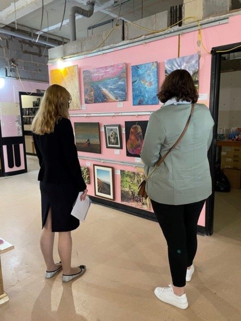 Cat checks out some of the fantastic artwork on display