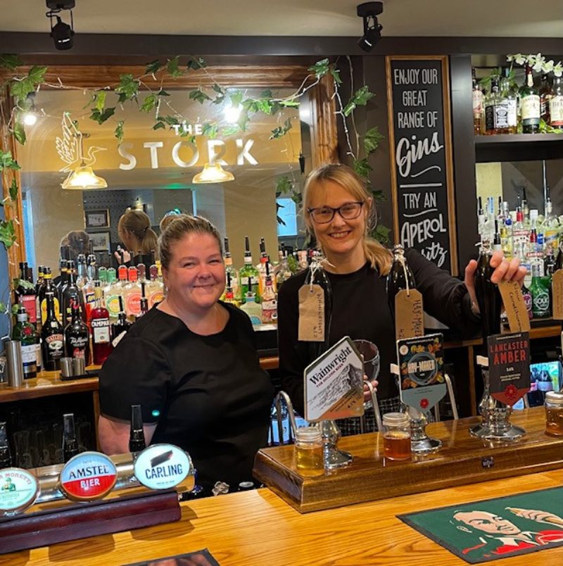 Cat pulls a pint at the newly reopened Stork