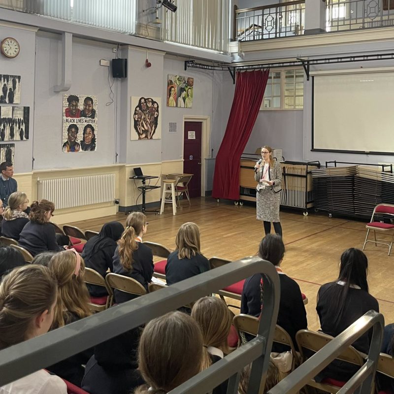 Cat speaking to year 9 at LGGS