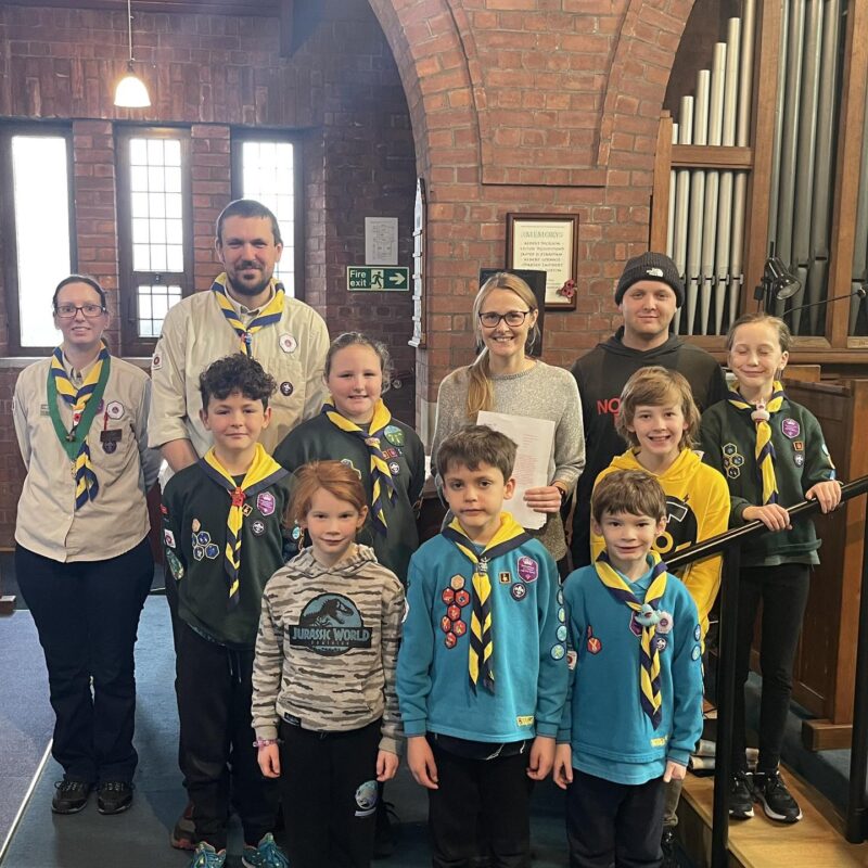 Cat with the 16th Fleetwood Scouts at the United Reform Church