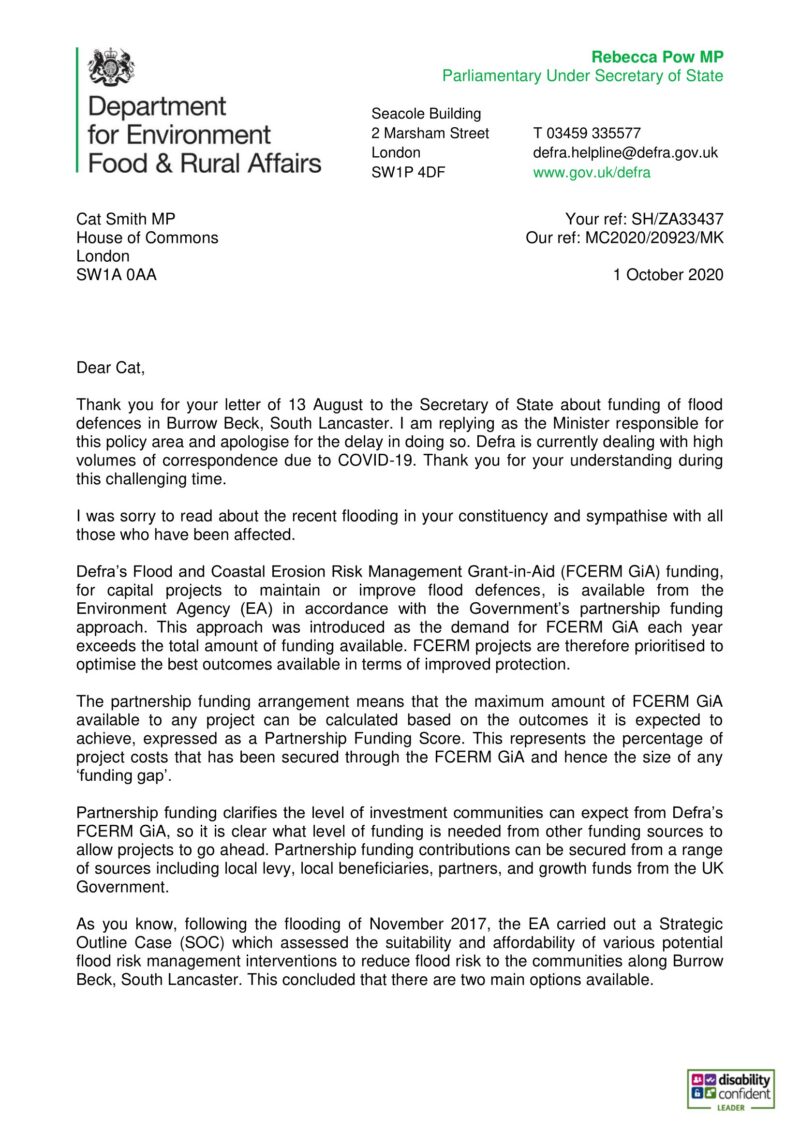 DEFRA reply