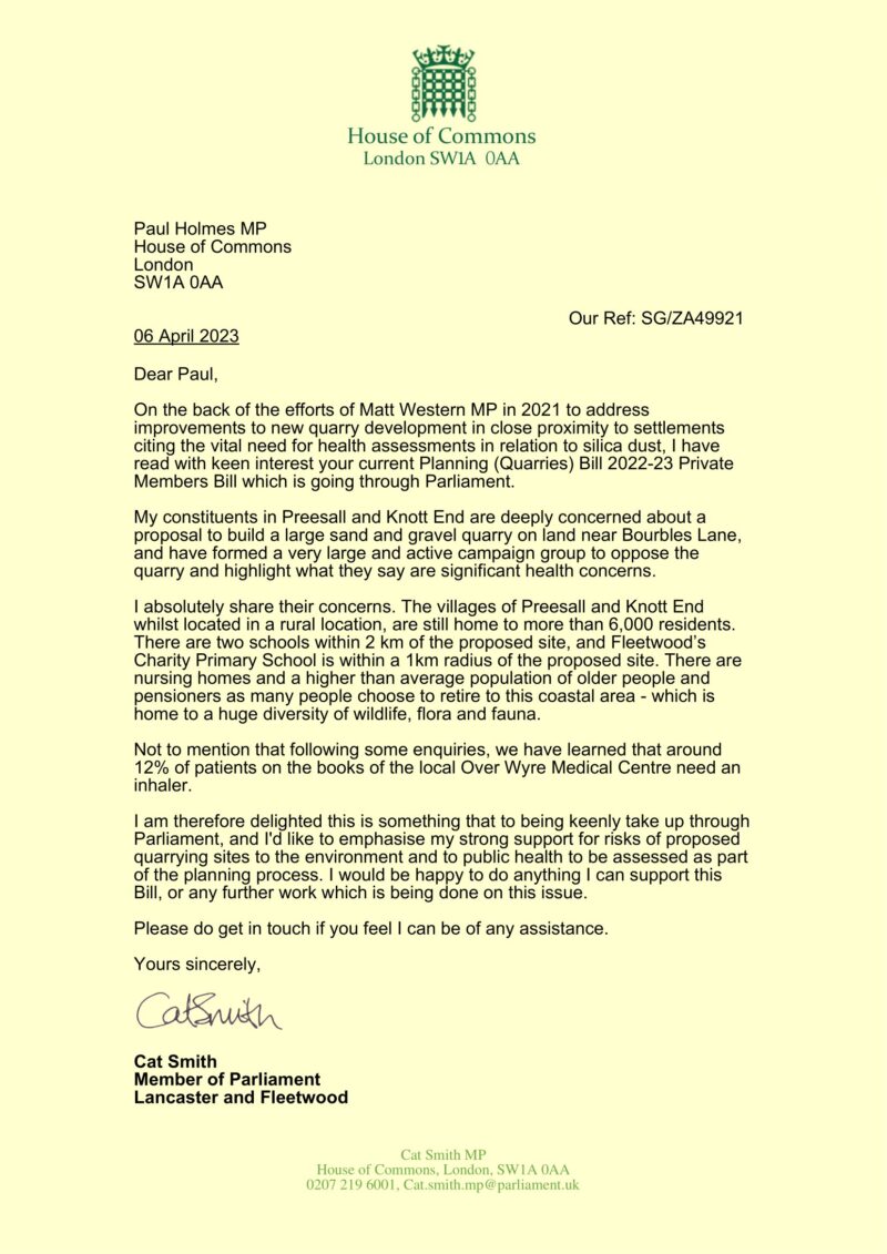 Cat Writes to Paul Holmes MP