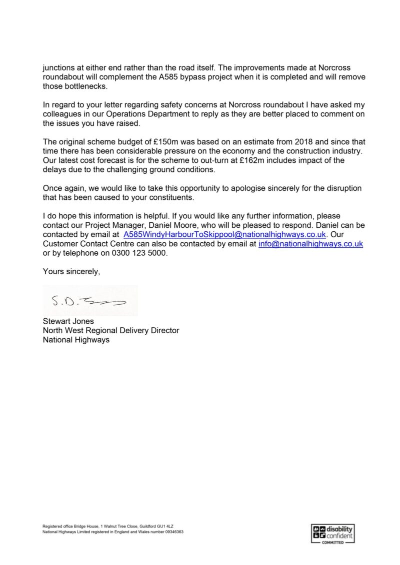 National Highways Confirm Bypass is Over Budget