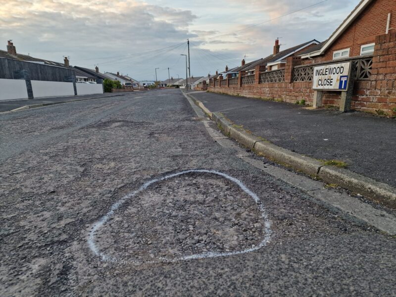 11 Potholes for repair on Inglewood Close