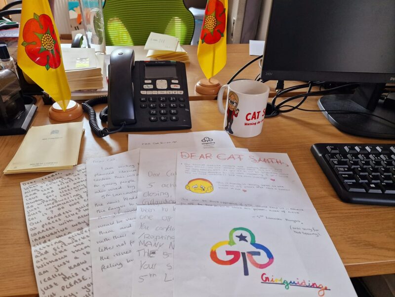 Letters from girl guides losing their activity centres