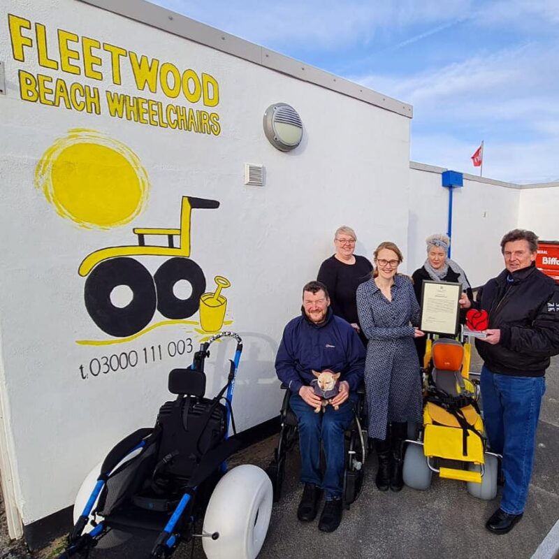 Cat with Fleetwood Beach Wheelchair Volunteers