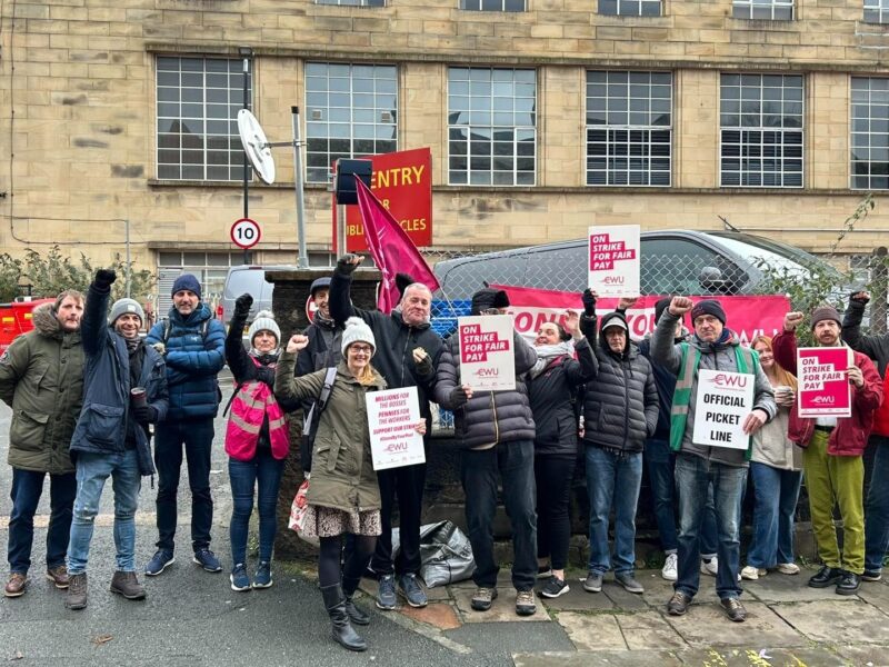 Cat hits the picket line in support of Royal Mail workers