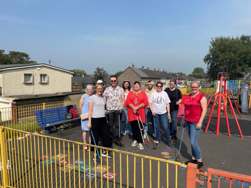 Cat with local Labour Party Volunteers on a  litter pick at the Ridge Playground