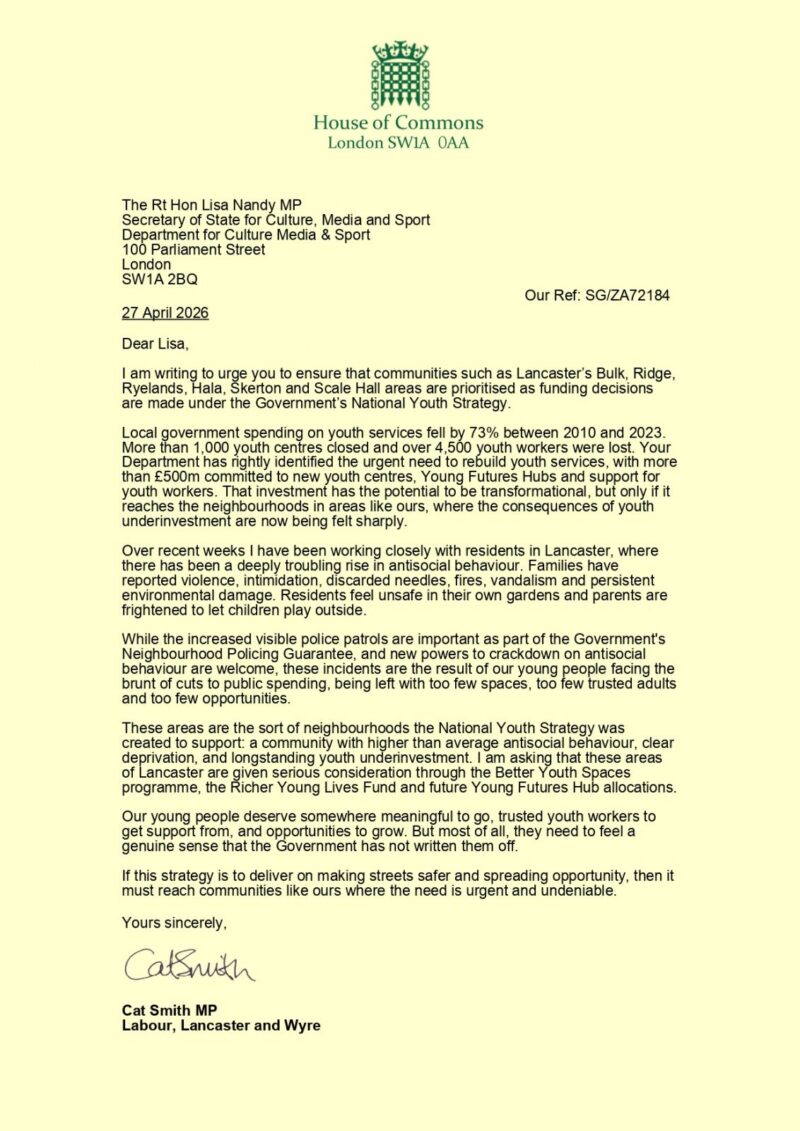 Letter to Culture Secretary